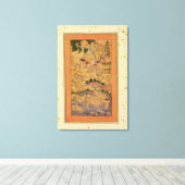 Jäger, die Elefanten aus der großen Klippe erobern Leinwanddruck (Insitu (Holzboden))