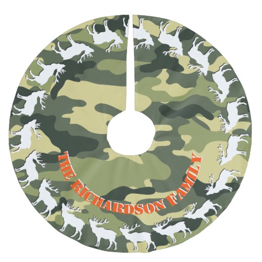 Jäger Elch und Camouflage IHR NAME Tree Rock Polyester Weihnachtsbaumdecke (Vorderseite)