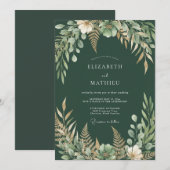 Jäger-Farn-Laub-Hochzeit Einladung (Vorne/Hinten)