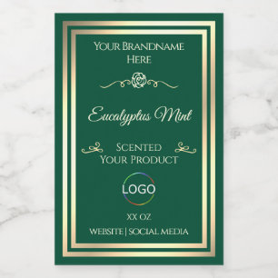 Jäger Green Product Label Gold Frame mit Logo Lebensmitteletikett