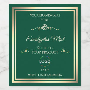 Jäger Green Product Label Gold Frame mit Logo Weinetikett