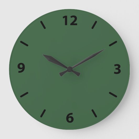 Jäger Green Wall Clock mit schwarzen Zahlen Große Wanduhr (Vorderseite)