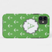Jäger-Grün-Anker-Druck-Monogramm Case-Mate iPhone Hülle (Rückseite (Horizontal))