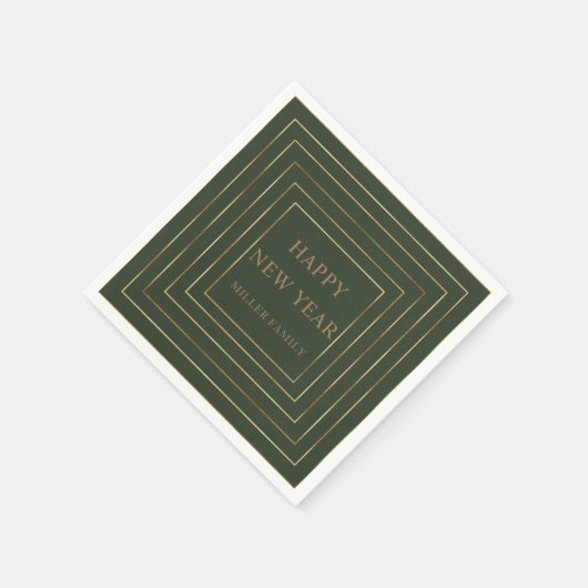 Jäger grün glückliches neues Jahr Party Goldgrenze Serviette (Ecke)
