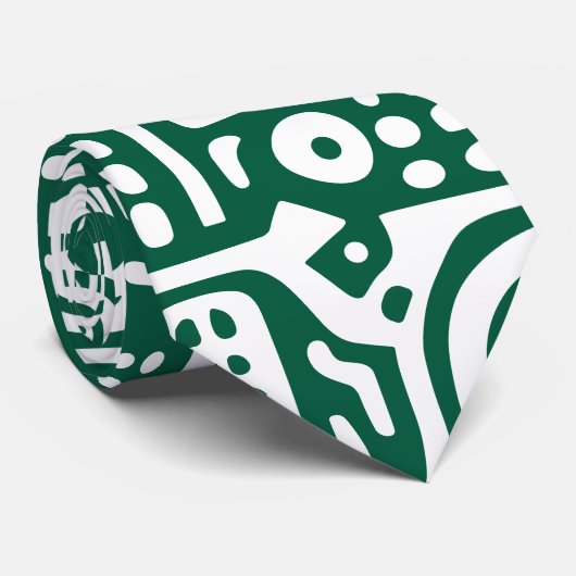 Jäger, grün und weiß, 7 Doodles Krawatte (Gerollt)