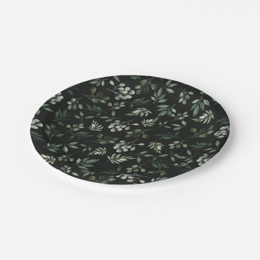 Jäger Grünblättriger rustikaler viereckiger Unters Pappteller (Schrägansicht)