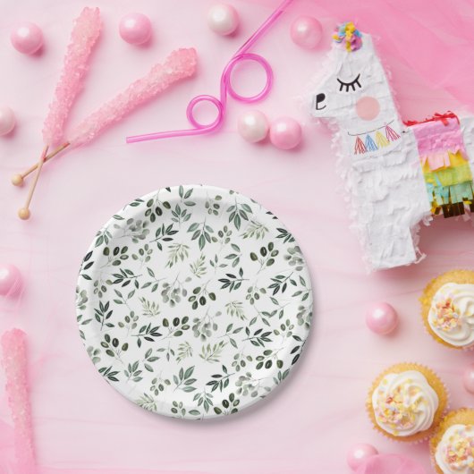 Jäger grüne Blattwerk rustikaler quadratischer Unt Pappteller (Party)