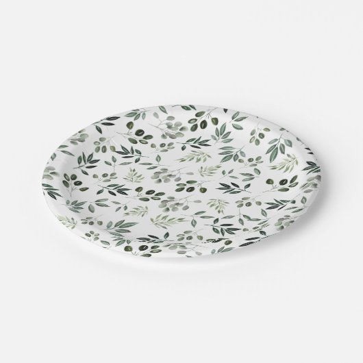 Jäger grüne Blattwerk rustikaler quadratischer Unt Pappteller (Schrägansicht)