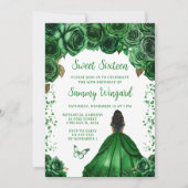 Jäger Grüne Dunkelhautprinzessin 16 . Geburtstag Einladung (Vorderseite)