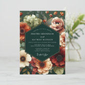 Jäger Herbstliche Flora Hochzeit Einladung (Stehend Vorderseite)