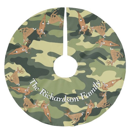 Jäger Hirsch und Camouflage IHRES NAME Tree Rock Polyester Weihnachtsbaumdecke (Vorderseite)