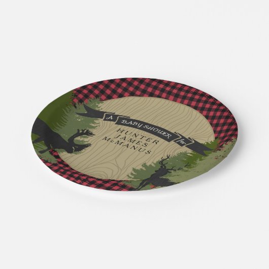 Jäger-Holzfäller-WaldwaldBaby-Dusche Pappteller (Schrägansicht)