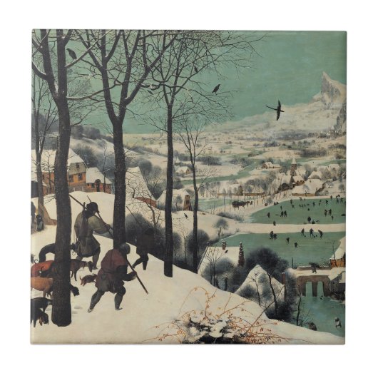 Jäger im Schnee, berühmtes Kunstwerk, Fliese (Vorderseite)