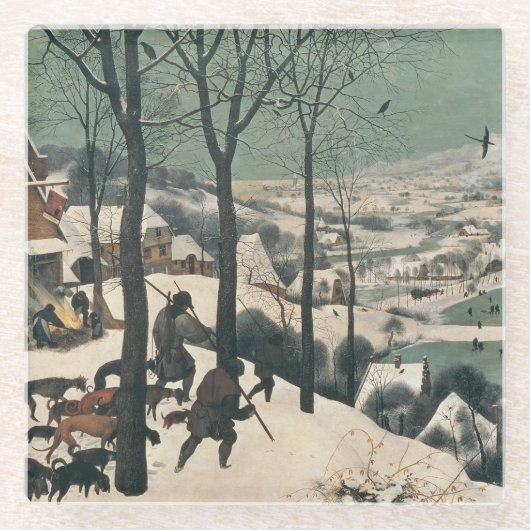 Jäger im Schnee - Januar 1565 Glasuntersetzer (Vorderseite)
