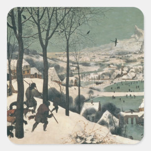 Jäger im Schnee - Januar 1565 Quadratischer Aufkleber