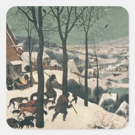 Jäger im Schnee - Januar 1565 Quadratischer Aufkleber (Vorderseite)