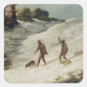 Jäger im Schnee oder die Wilderer Quadratischer Aufkleber