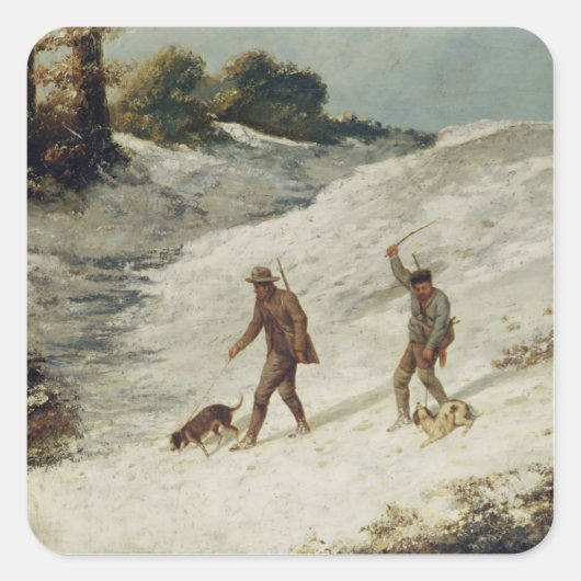 Jäger im Schnee oder die Wilderer Quadratischer Aufkleber (Vorderseite)