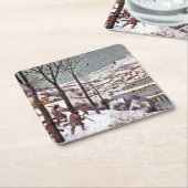 Jäger im Schnee, Pieter Bruegel der Ältere Rechteckiger Pappuntersetzer (angewinkelt)