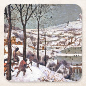 Jäger im Schnee, Pieter Bruegel der Ältere Rechteckiger Pappuntersetzer (Vorderseite)