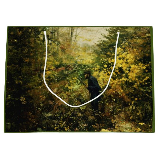 Jäger im Wald (von H.A. Brendekilde) Große Geschenktüte (Vorderseite)