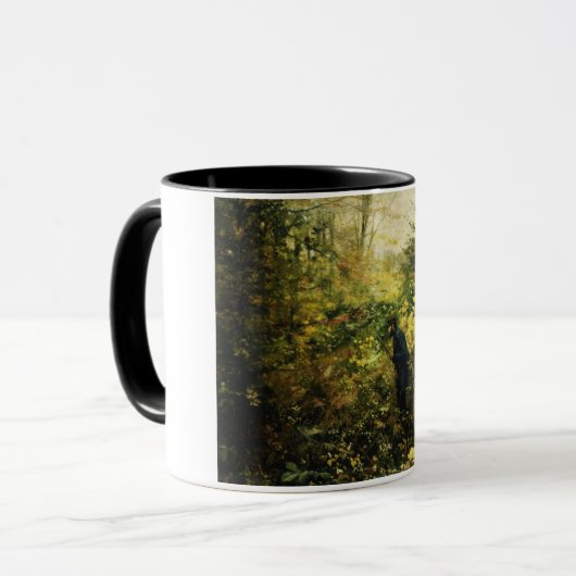 Jäger im Wald (von H.A. Brendekilde) Tasse (Vorderseite Links)
