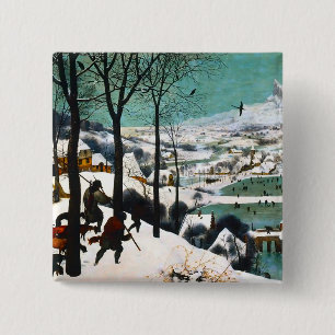 Jäger in der Schneelandschaft Pieter Bruegel Button