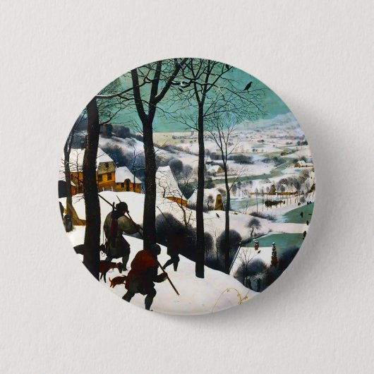 Jäger in der Schneelandschaft Pieter Bruegel Button (Vorderseite)