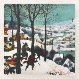 Jäger in der Schneelandschaft Pieter Bruegel Glasuntersetzer