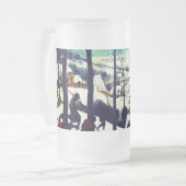 Jäger in der Schneelandschaft Pieter Bruegel Mattglas Bierglas (Vorderseite Links)