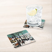 Jäger in der Schneelandschaft Pieter Bruegel Rechteckiger Pappuntersetzer (Vor Ort)