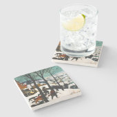 Jäger in der Schneelandschaft Pieter Bruegel Steinuntersetzer (Seitenansicht)