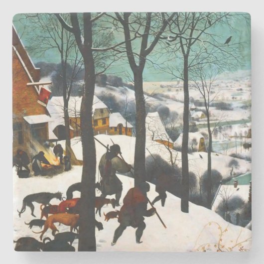 Jäger in der Schneelandschaft Pieter Bruegel Steinuntersetzer (Vorderseite)