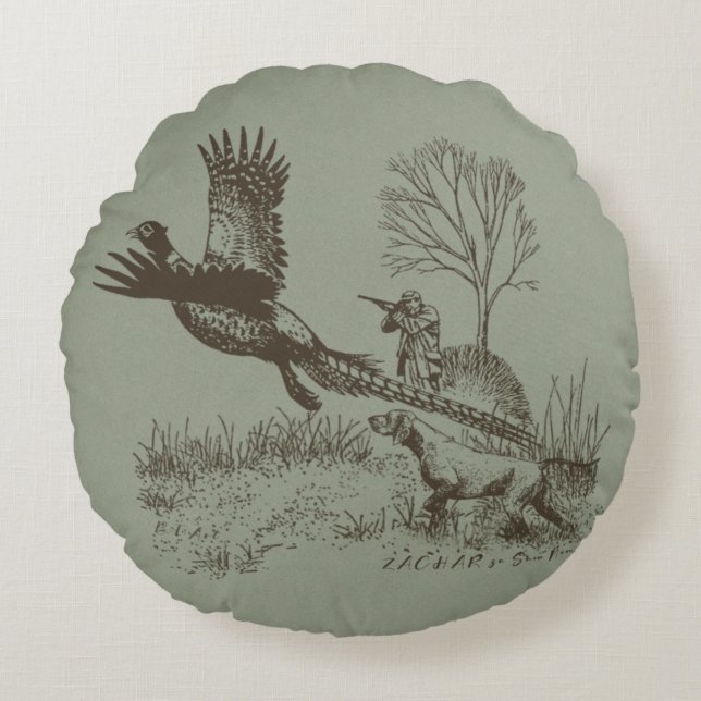 Jäger (Jagd mit APS) Rundes Kissen (Vorderseite)