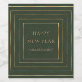 Jäger mit grüner Goldgrenze glücklich neues Jahr Weinetikett (Einzelnes Label)