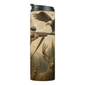 Jäger mit Rifle und Hirsch Thermosbecher (Nach rechts gedreht)