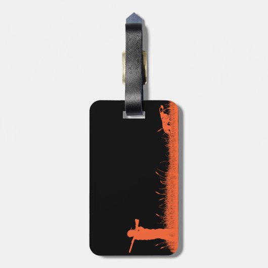 Jäger Orange Grafische Jagdlandschaft Gepäckanhänger (Rückseite vertikal)