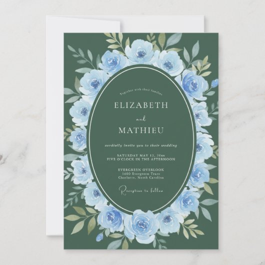 Jäger Periwinkle Bloom Hochzeit Einladung (Vorderseite)