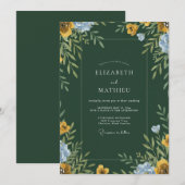 Jäger-Periwinkle-Wildblumen-Hochzeit Einladung (Vorne/Hinten)