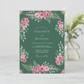 Jäger-Pink-Blatt-Hochzeit Einladung (Stehend Vorderseite)