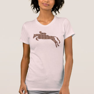 Jäger-Pullover-kariertes springendes Pferd T-Shirt
