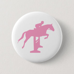 Jäger-Pullover-Pferd u. Reiter (Rosa) Button
