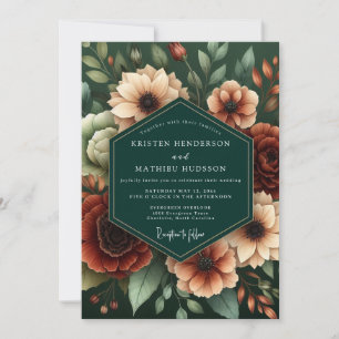 Jäger-Rost-Moody-Blumenhochzeit Einladung