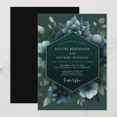 Jäger-Schiefer-Anemonen-Hochzeit Einladung (Vorne/Hinten)