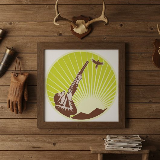 Jäger schießen ein Gänseposter Poster