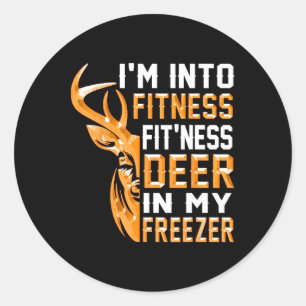 Jäger-Shirt Ich bin in Fitness Deer Freezer Funny Runder Aufkleber