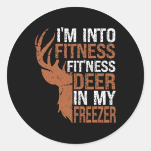 Jäger-Shirt Ich bin in Fitness Deer Freezer Funny Runder Aufkleber
