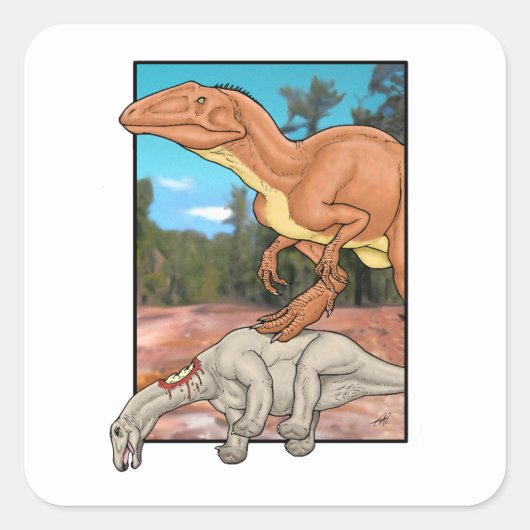 Jäger und Beute Quadratischer Aufkleber (Vorderseite)