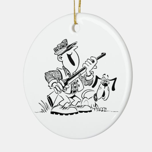 Jäger-und Gewehr-HundeCartoon Keramik Ornament (Links)