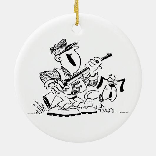 Jäger-und Gewehr-HundeCartoon Keramik Ornament (Hinten)